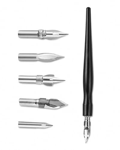 YIPFEN Porte-plume de Calligraphie & Dessin - Set 1 Porte-Plume + 5 Plumes Interchangeables, pour Artistes, Comics, Manga & Croquis