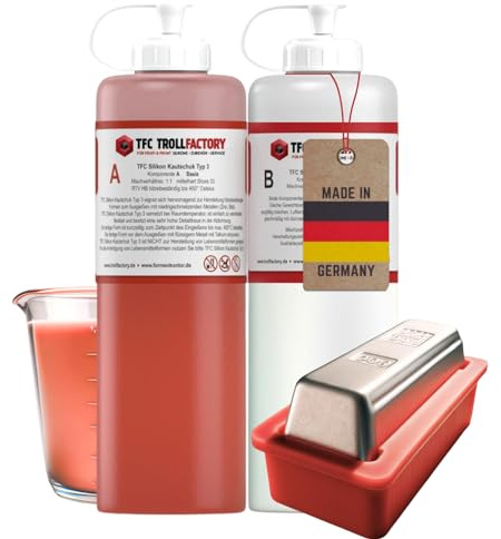 TFC Silikon Kautschuk Typ 3 I Dubliersilikon mittelhart I Zinnguss Bleiguss, hitzebeständig I 1 kg (2 x 500 g)