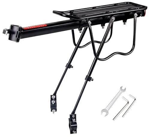 2MM-Service H022B - Fahrrad gepäckträger Sattelstützgepäckträger für max 50Kg Komplett aus Aluminium Rücklichthalter Reflektor Flankenschutz Einstellbare Fahrradrücksitz