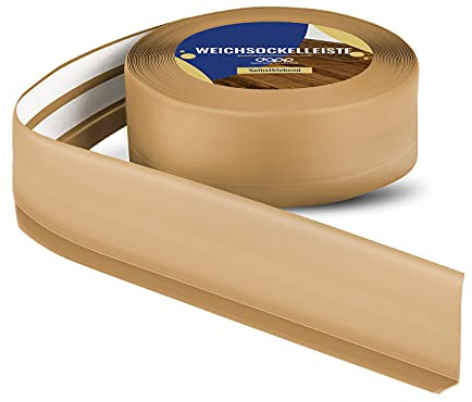 DQ-PP WEICHSOCKELLEISTE – 5m – honig – 50x15mm – PVC – selbstklebend – Knickwinkel Fussleisten Gummileiste Sockelleiste Winkelprofil Abschlussleiste Bodenleiste