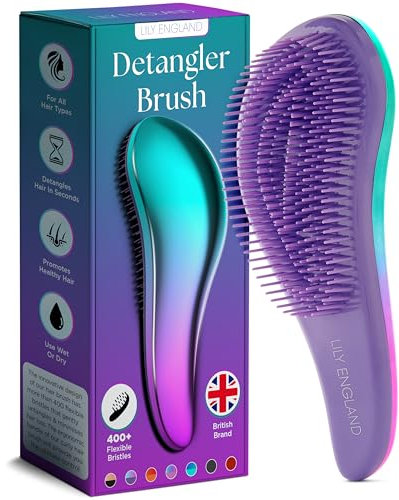 Lily England Detangle Hair Brush for Thick, Curly & Straight Hair - Detangling Hairbrush for Women, Kids & Toddlers with Flexible Bristles - Smooth Detangler for Wet & Dry Hair, Ombre