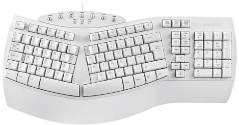 perixx PERIBOARD-512 Wired Ergonomic Natural Split Keyboard with 7 Multimedia Keys, White, UK Layout