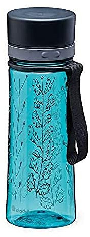 Aladdin Aveo Trinkflasche 0.35L Aqua Blue Wildflower - Wasserflasche Auslaufsicher - Weite Öffnung für leichte Befüllung - BPA-Frei - Glatte Trinktülle - Geruchs- und Fleckenfest - Spülmaschinenfest