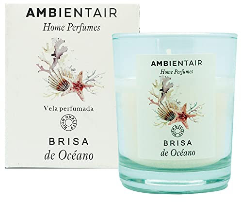 SEVENREEDS, Vela aromática Brisa marina, Ambientair Home Perfume. Vela en vaso de cristal para interiores. Duración 30 horas