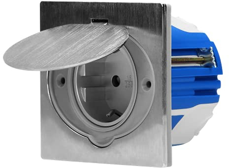 ORNO AE-1397(GS) Steckdose Hermetisch Unterputz Edelstahl mit winddichter Montagebox Schuko IP44,