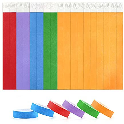 100 unidades de pulseras de entrada, resistentes al agua, para control y seguridad en eventos y eventos, 19 x 255 mm (color)