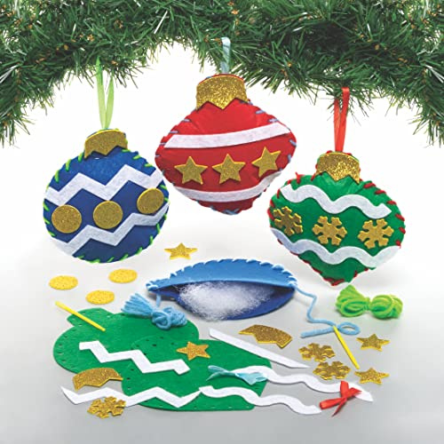 Baker Ross FC151 Weihnachtskugel Nähset für Kinder - 3er Pack, Bastelset zum Nähen für Kinder, Weihnachtsbastelsets, Bastelideen für Weihnachten, Weihnachtsgeschenke für Kinder
