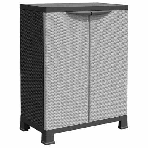 vidaXL Kunststoffschrank Haushaltsschrank Schrank Gartenschrank Balkonschrank Beistellschrank Putzmittelschrank Werkstattschrank 68x39x92cm Rattan-Design