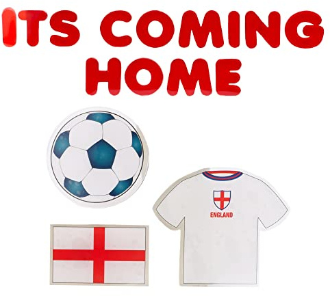 Toyland® England Themed Gel Window Stickers - It's Coming Home - World Cup and Euros - English Party Decorations