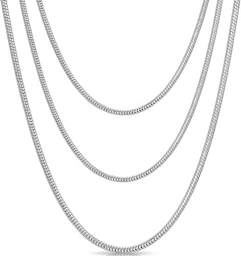 Gicko Schlangenkette Sterlingsilber 925 - Breite 2 mm - Feine Silberkette in Verschiedenen Längen : 40,45,50,55,60 cm Halskette für Damen - Damenkette (40)
