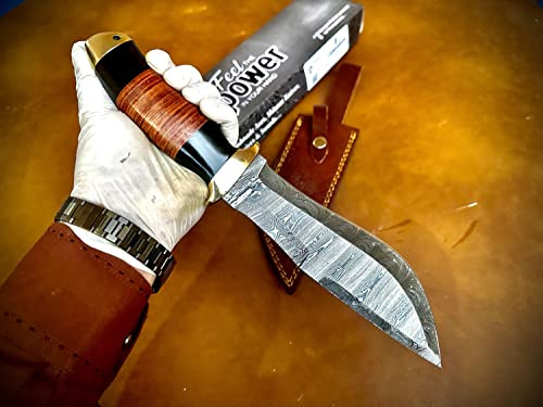 SHINY CRAFTS | 13 Large Handmade Forged Razorback Knife, Fixed Blade Knife, Full Tang Bowie Knife, Hunting Knife, Camping Knife, Knife with Premium Leather Sheath (HK-20-B)
