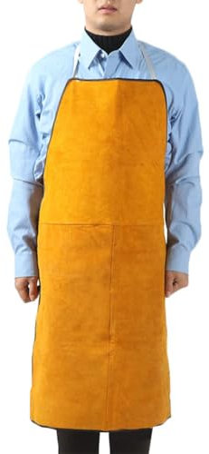 HULKAY Grembiule da officina Pesante Grembiule da Saldatura in Pelle, Grembiule da Lavoro Robusto Resistente Al Calore E Alla Fiamma, Grembiule da Saldatura Regolabile Per Uomini E Donne, Protettore