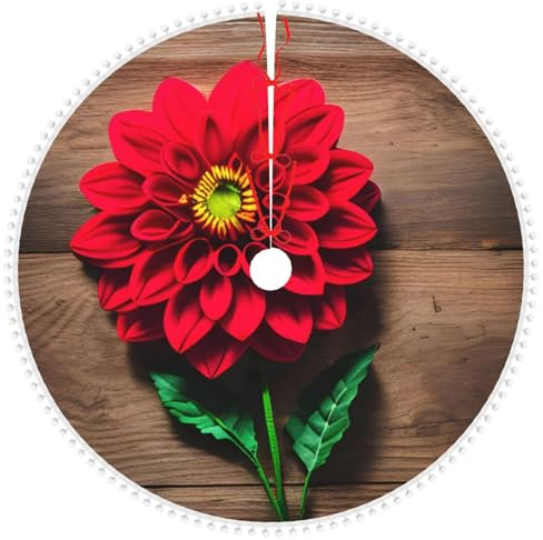 Weihnachtsbaumdecke und schützt Ihre Böden vor Nadeln und Saft, perfekt für Weihnachten Neujahrsfeiern! Holzbrett Retro Blume rote Dahlie