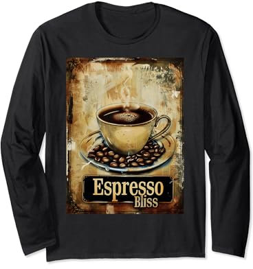Espresso Bliss Tasse à café vintage aquarelle Barista Manche Longue