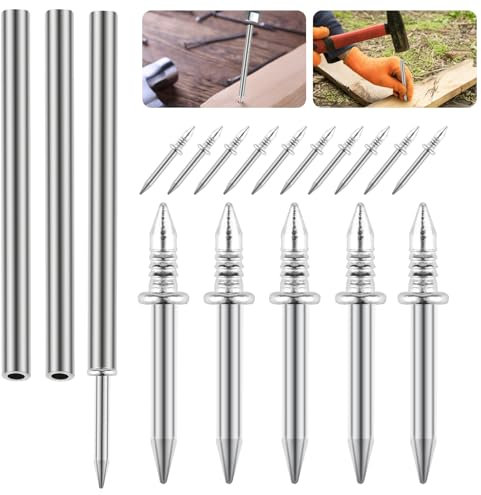 300 Stück Doppelkopf Sockelleisten Nägel, Nahtloser Nagel mit Doppelköpfigem Sockelfaden Nagel, Doppelköpfige Nägel Wand Stahlnägel, Unsichtbare Sicherheitsschrauben mit 3 Hülsenwerkzeug