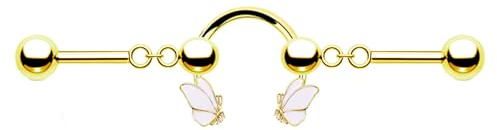Gojewen Industrial Bars 1,2mm Chirurgenstahl Industrial Kette Barbell Helix Ohr Piercing Stecker 16G Gold
