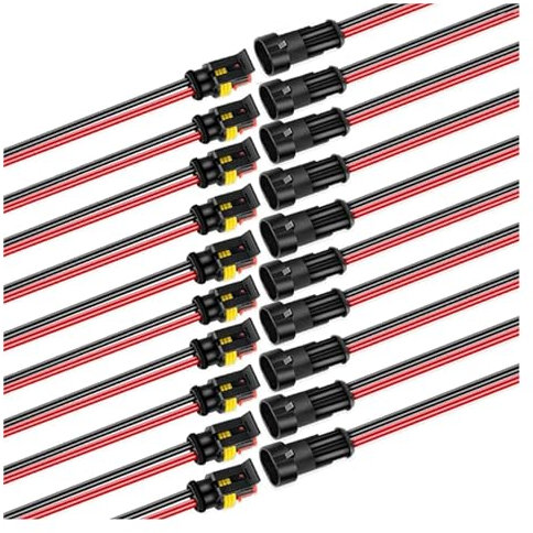 CXVFY Set di 5 connettori elettrici impermeabili per auto, maschio e femmina, a 2 poli, compatibili con auto, moto, scooter, marine, 20 pezzi (10 paia)