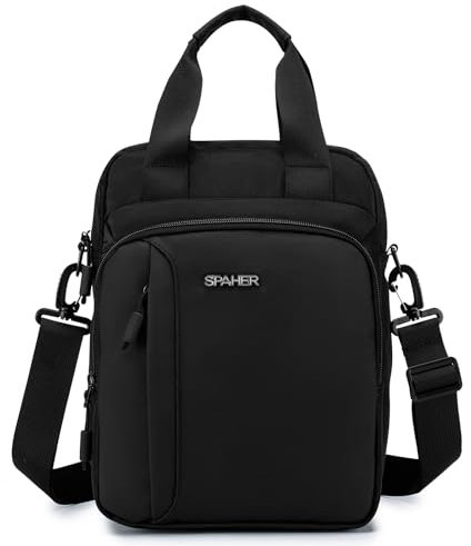 SPAHER Herren Handtaschen Zum Umhängen Umhangetasche Mann Schultertasche Männer Herrentasche Zum Umhängen Männer Handgelenktasche Business Tasche Geschenk für Mann Schwarz