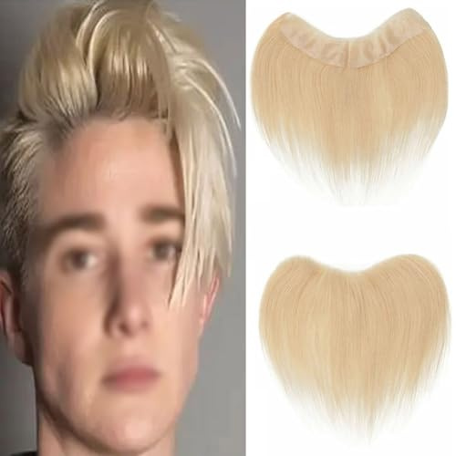 Toupet mit Stirnansatz für Männer, 5 Zoll lange blonde Haut, PU-Haarteile für Männer, Echthaarverlängerungen für Perückenersatzsysteme(#613,2 * 16cm)