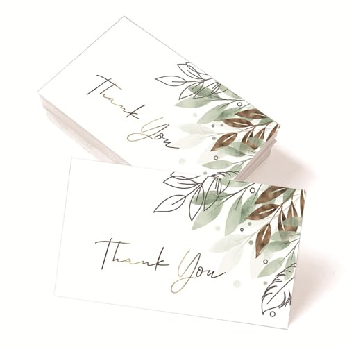 HSYTEK Biglietti di ringraziamento, biglietti di ringraziamento per tutte le occasioni, confezione da 50, 9 x 5 cm, biglietto di ringraziamento, biglietto di ringraziamento, biglietto di