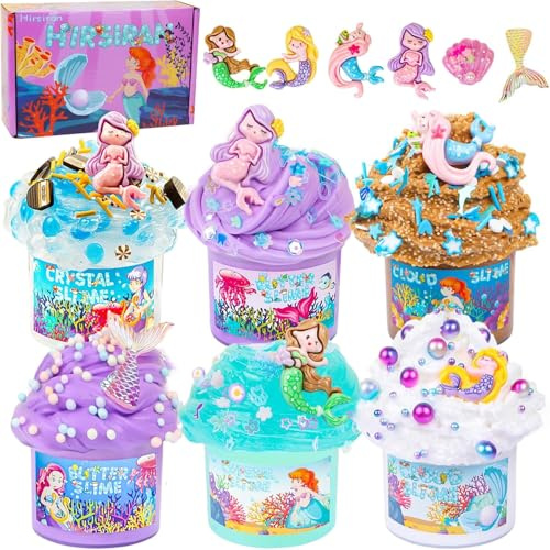 6 Stück Slime Set, Fluffy Slime, Transparent & Butter Slime, Party Geschenk für Kinder