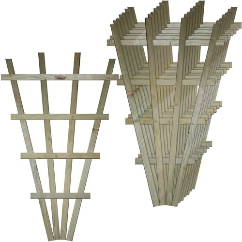 Small Fan Shaped Pack of 8 2x3ft (W: 2ft x H: 3ft) Frameless Decorative Lattice Trellis Panel Plant Grown Wall/Fence Art with Large Standard Squares Width 610mm x Height: 990mm