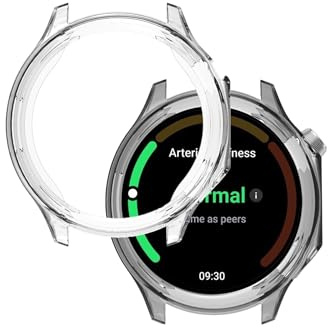 Compatible with OnePlus Watch 3 Smartwatch 2025 Upgraded Version,Soft Flexible TPU Thin Lightweight Bumper Cover Protector for OnePlus Watch 3,(Transparent+Clear Black)
