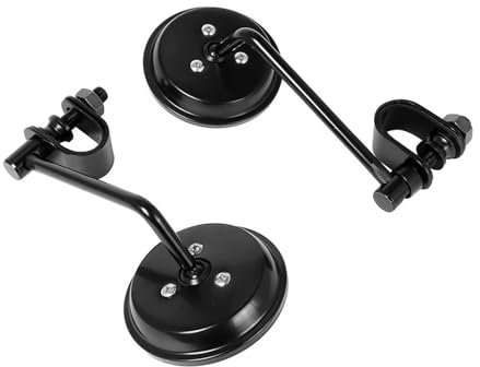 Motorcycle Mirrors For Chopper For Cruiser For Cafe For Racer Pair Motorcycle Handlebar Rear View Mirrors Round Convex Clip-On 22-25mm Black Retro Motorcycle Rearview Mirrors(Black)