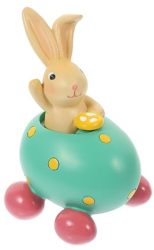 Holibanna Osterdekoration Kaninchen in Eiform Aus Harz Gartenstatuen Osterdeko Kleine Harztiere Für Wohnungen Hotels Büros Restaurants Schreibtischdekoration