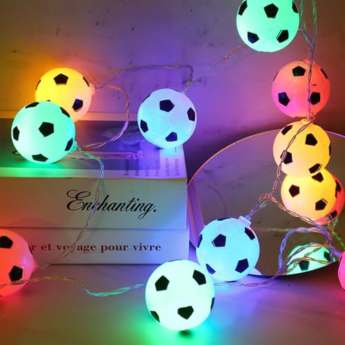 YeahBoom 1.5M 10LED Fußball Lichterkette,Kinderzimmer Lichterketten | LED Lichterketten Fußball Design Batteriebetrieben,für Themenparty,Weihnachten,Inneneinrichtung,Party Deko