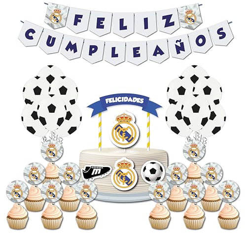 Kit de Decoración para Fiesta de Cumpleaños Madrid, Banderines, Cake Topper, Toppers, Globos