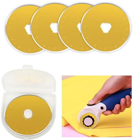 Rollschneiderklingen, titanbeschichtet, 45 mm, Universal-Ersatzklingen für Olfa/Fiskars/TrueCut/DAFA, runde Stoffschneideklingen zum Quilten, Nähen, Scrapbooking, 5 Stück