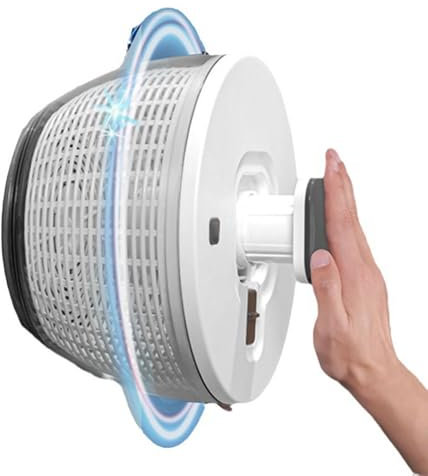 Manual Hand Powered Salad Spinner with Storage Lid and Colander Bowl Vegetable Dehydrator with Drain Basket