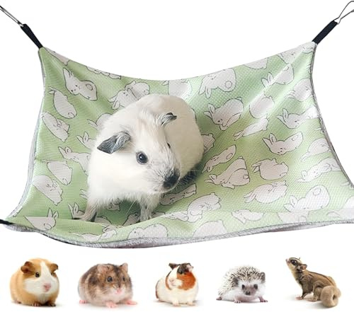 Wekuw Hamaca Colgante de Animales Pequeños Hamaca de Hámster Hamacas Pequeña para Mascotas Alfombra de refrigeración para Mascotas, para Hurón, Rata y Otros Animales Pequeños (Verde)
