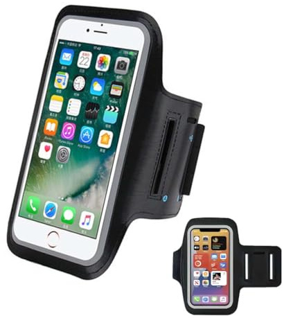 GNALIA Brazalete Móvil Running Azul Negro, Con Bolsillo Para Airpods, Compatible Con Iphone 16/15/14/13 Pro Max Y Samsung Galaxy S24+/S23+/S22/S21, Hasta 7