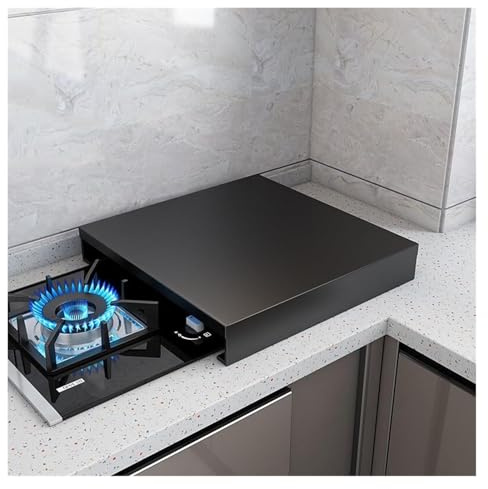 QSTGX Cubre Encimera Acero Inoxidable Tapa Encimera Gas con Asas Estantería Multifuncional para Cocina Borde Plegado en Forma de L Pies Antideslizantes(B,35x40x7cm)
