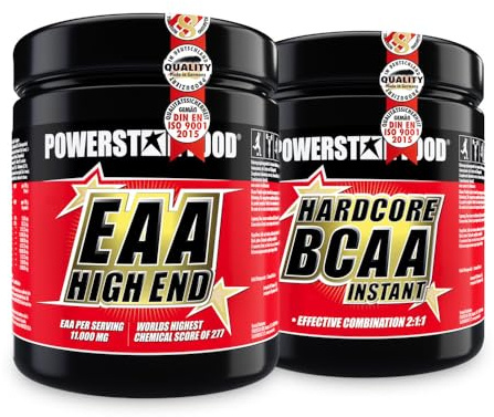 Powerstar Food ANABOLIC PACK EAA High End 500g + BCAA 500g - Aminosäuren | Aminosäuren Bundle EAA und BCAA Instant im Verhältnis 2:1:1 - vegan - für Pre- und Intra-Workout Aminosäurebundle