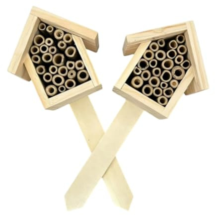 Hellery 2X Bienenhaus Aus Holz, Stabiler Unterschlupf für Bienen, Geschenk für Bestäuber, Schmetterlingshotel, Gartenhabitat für Schmetterlinge Und Marienkäfe