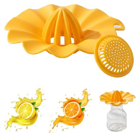 SEABABOO Presse-agrumes, Presse-citron Manuel, Presses-Orange en Plastique avec Design Conique pour Citron Orange Lime Jus de Fruits Ustensile de Cuisine, Jaune