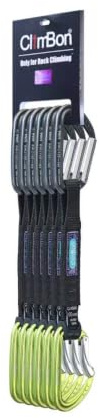 ClimBon Express Karabiner mit Schlinge, UIAA & CE Zertifiziert, Kletterkarabiner für Sportklettern, Bergsteigen, Grün oder Grau, in 12 cm / 18 cm Länge, 6er-Set