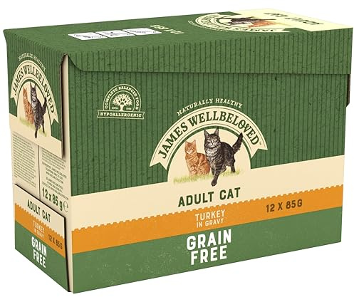 James Wellbeloved Grain Free Adult Cat Food Turkey in Gravy 12 x 85g