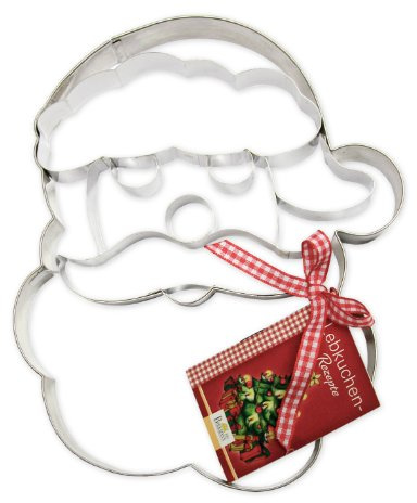 Birkmann 191310 XXL-Ausstechform Weihnachtsmann-Gesicht, mit Rezeptanhänger, 18,5 cm