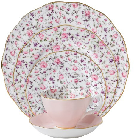 Royal Albert Rose Confetti 5-Piece Place Setting, White, Pink, Purple, Green