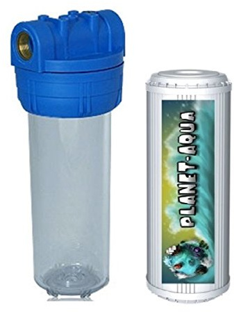 Planet-Aqua Filtergehäuse Set 10 Zoll mit 1 Wasseranschluß/Gewinde + EISENFILTER, als Wasser Vorfilter für Wasserfilter, Umkehrosmose Filter Anlage Hauswasserwerk Brunnenwasser Filter Garten Pool