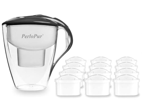 PearlCo Cruche filtre à eau Astra Value Pack incl. 12 Unimax Cartouches de filtre (compatible avec Brita® Maxtra)