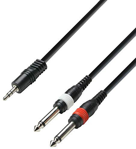 ah Cables K3 YWPP 0100 - Cavo audio, da jack stereo da 3,5 mm a 2 jack mono da 6,3 mm, lunghezza 1 m