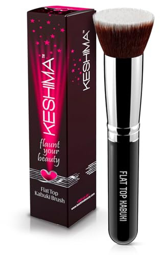 Flat Top Kabuki Foundation Brush By KESHIMA - Premium Makeup Brush for Liquid Foundation, Cream, and Powder - Buffing, Blending Brush, Face Brush
