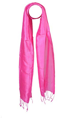 YSS Seidenschal 1 A Qualität Made in Thailand Einfarbig (30x163cm, Rosa)