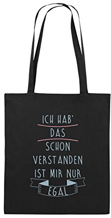 Comedy Bags - Ich hab das Schon verstanden, ist Mir nur egal - Jutebeutel - Lange Henkel - 38x42cm - Farbe: Schwarz/Eisblau-Rosa