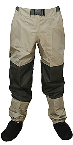 Atmungsaktiv Angelbekleidung Watstiefel Angel Angelhose Fliegen Wathose Hose Dauerhafte Wetterfeste Waten Wathose Herren Hosen mit Tricot KB003 KAKI XXL